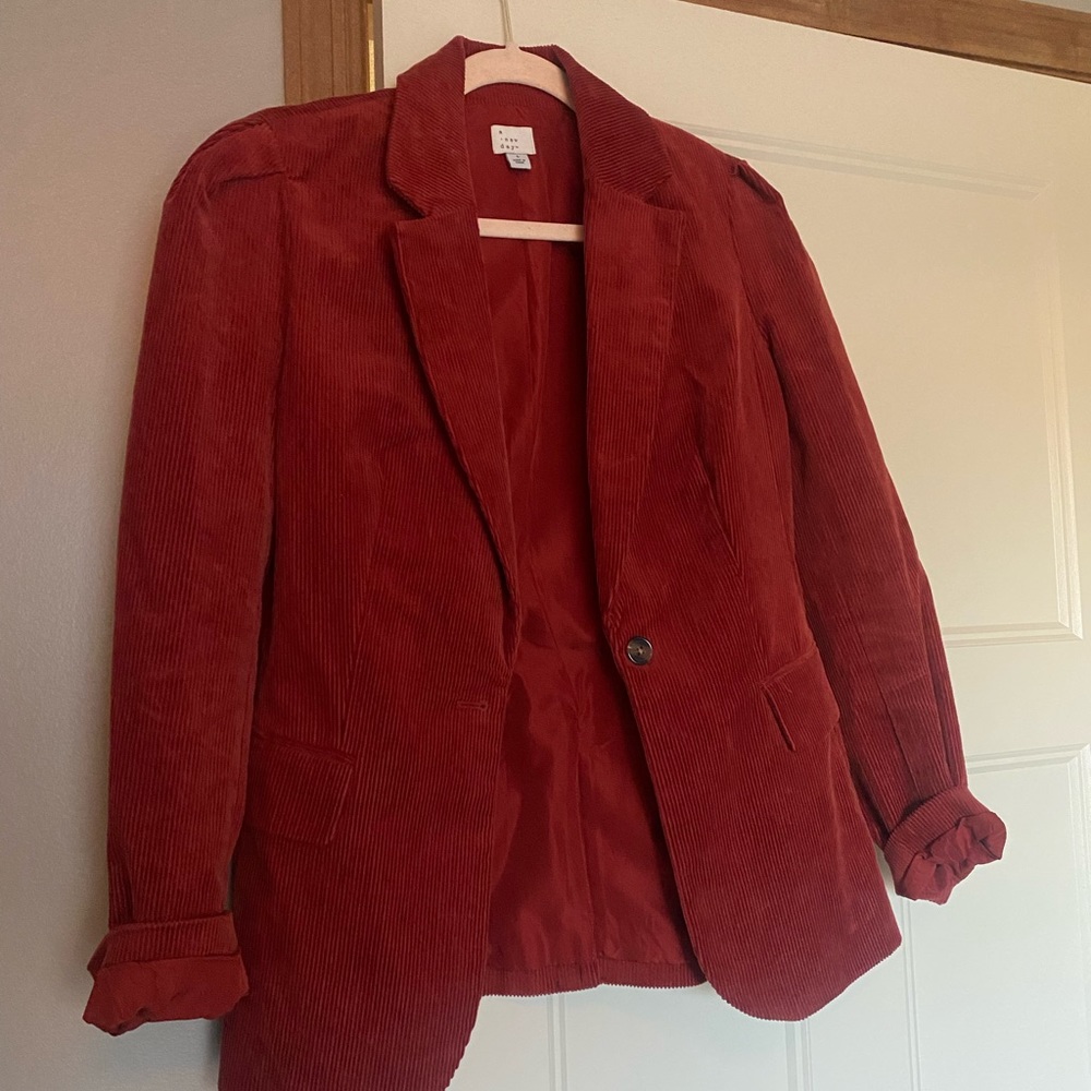 Dark Red Corduroy Blazer